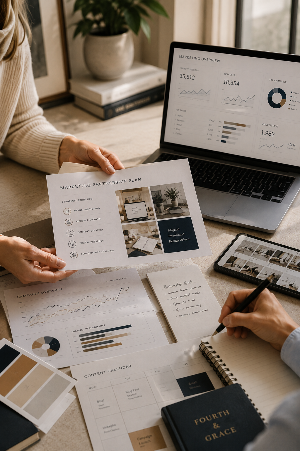 Marketing partnership plan, analytics dashboard and performance review