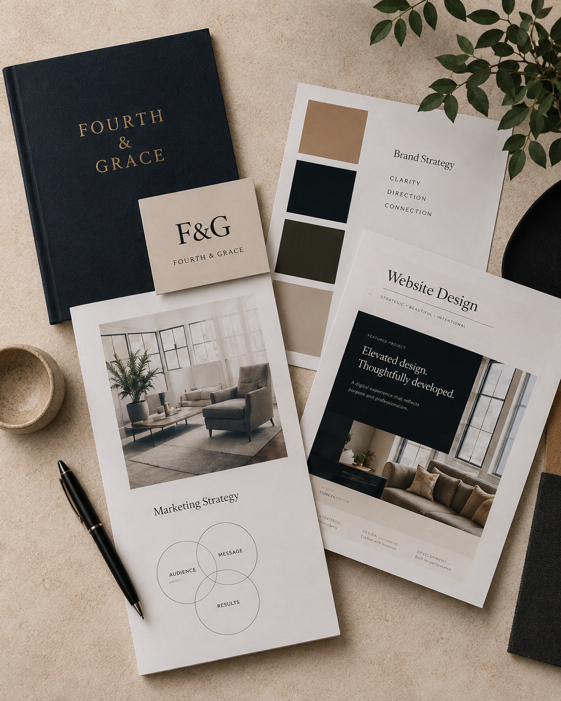 Fourth & Grace brand strategy and website design materials
