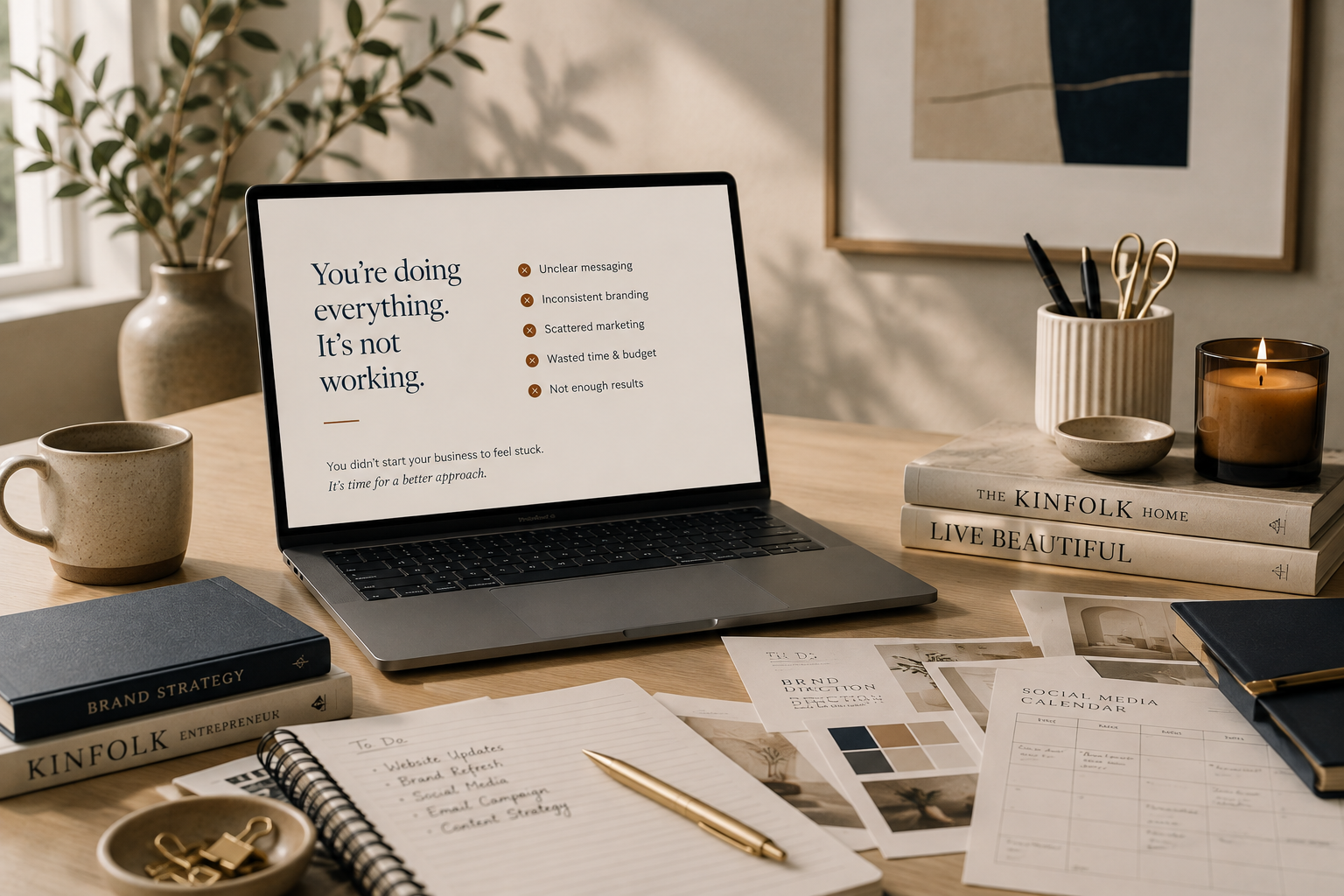 Laptop displaying a message about disconnected marketing